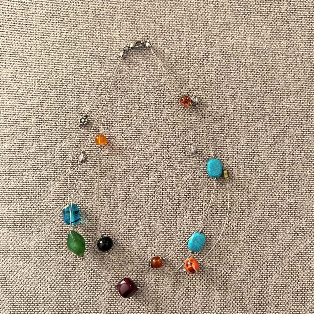Mixed Material Chocker Style Necklace